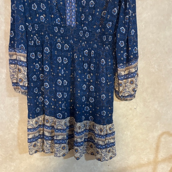 Lucky Brand Navy and Cream Long Sleeve Dress - Picture 4 of 11